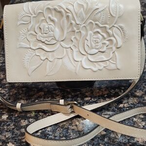 Patricia Nash Cream Floral Embossed Crossbody Bag